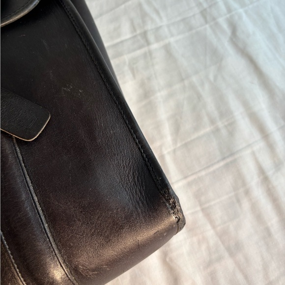Coach Vtg NYC Shoulder Black Leather Brief - Envelope Portfolio Flannel - Picture 9 of 15
